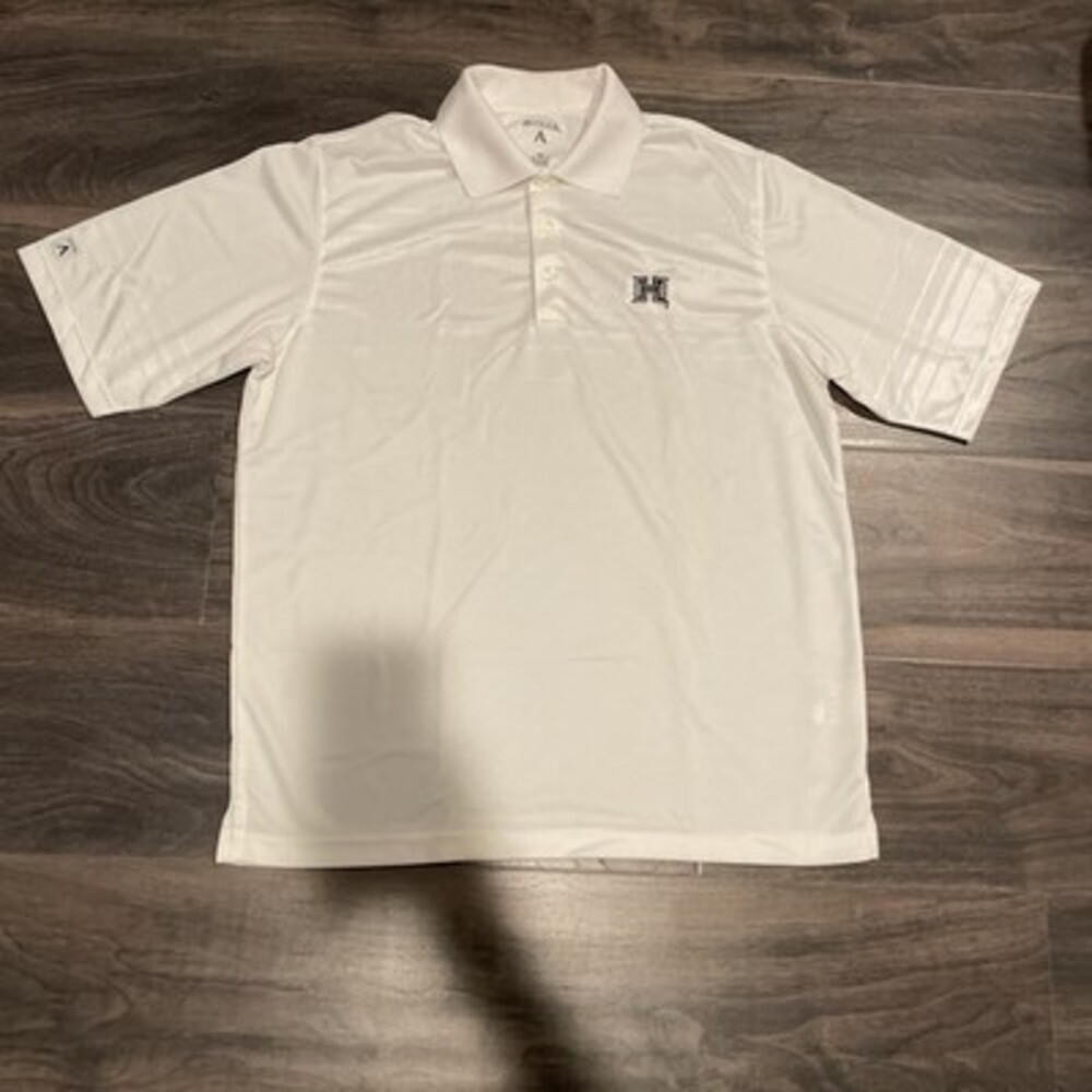 Antigua Hawaii Rainbow Warriors Polo Shirt Mens Medium M White Golf Performance